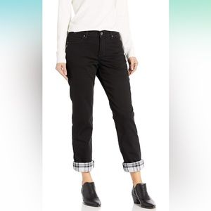 Lee Women's Fleece Lined Relaxed Straight Leg Jean, Black, Size 14